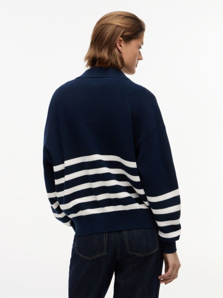 Multi Tommy Badge Stripe Quarter-Zip Jumper  Women