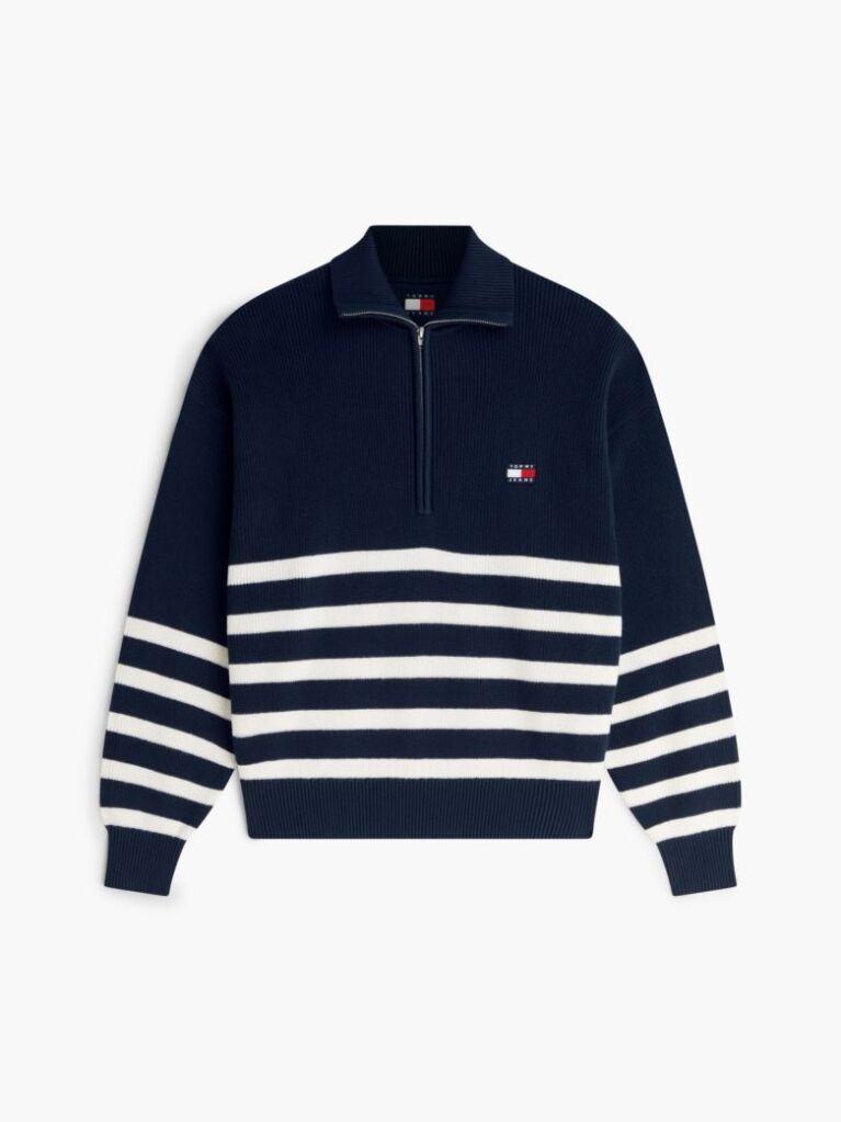 Multi Tommy Badge Stripe Quarter-Zip Jumper  Women