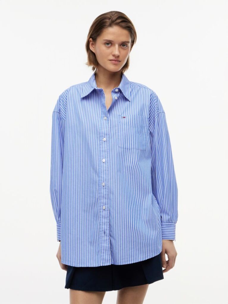 Μπλε Πουκάμισο Oversized Από Ποπλίνα  Γυναίκες