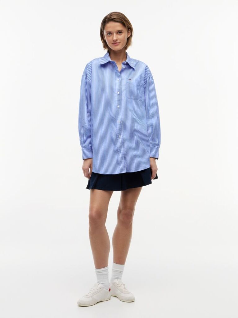Μπλε Πουκάμισο Oversized Από Ποπλίνα  Γυναίκες