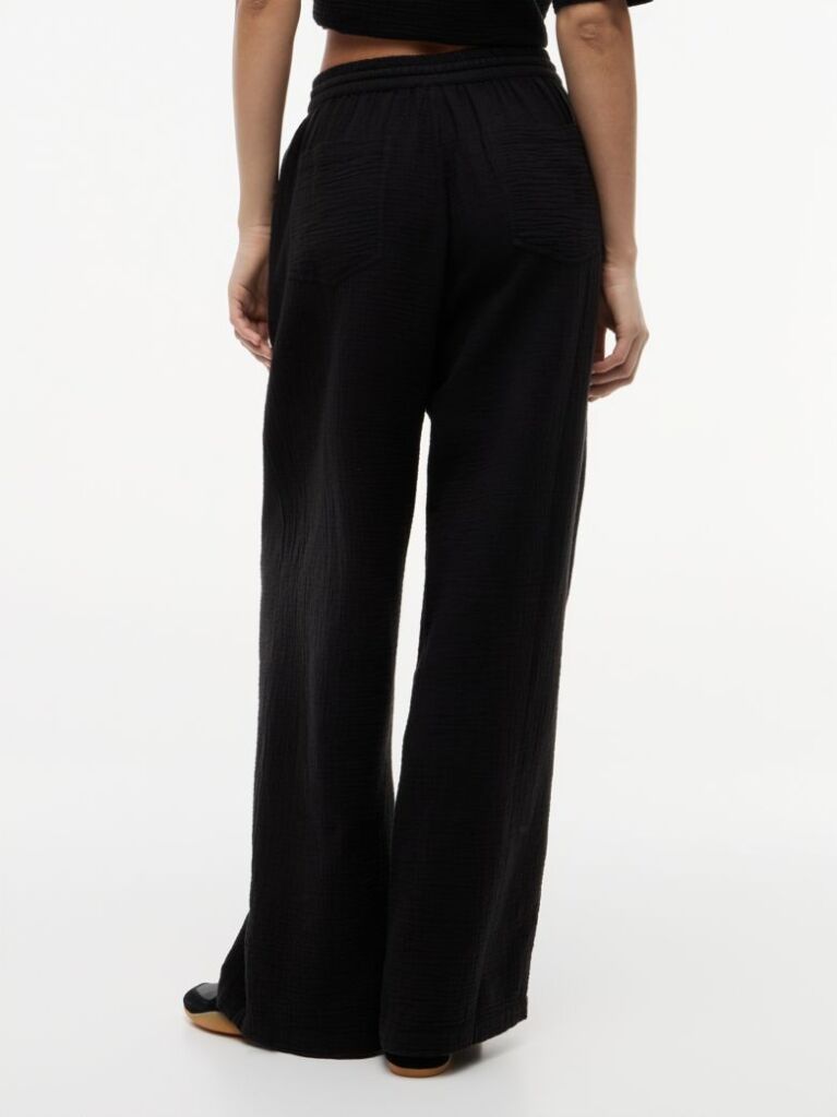 Black Crinkle Textured Loose Trousers  Women