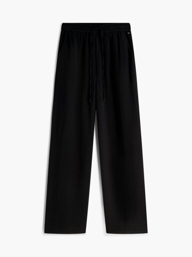 Black Crinkle Textured Loose Trousers  Women