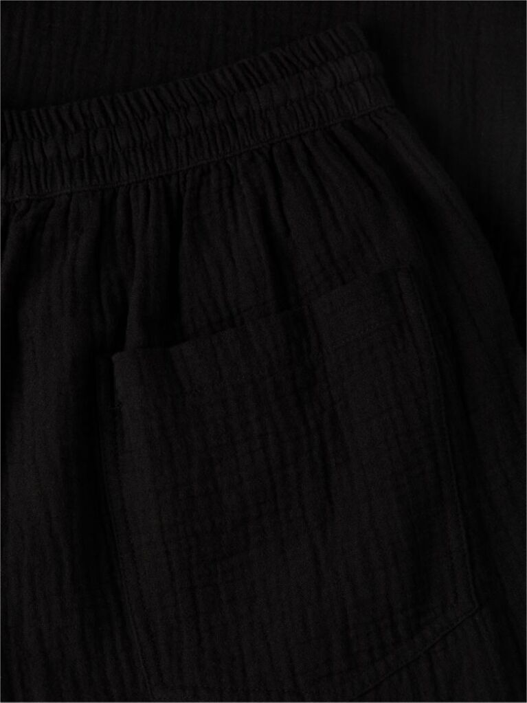 Black Crinkle Textured Loose Trousers  Women
