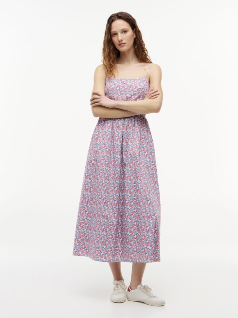 Multi Crinkle Poplin Strap Maxi Dress  Women