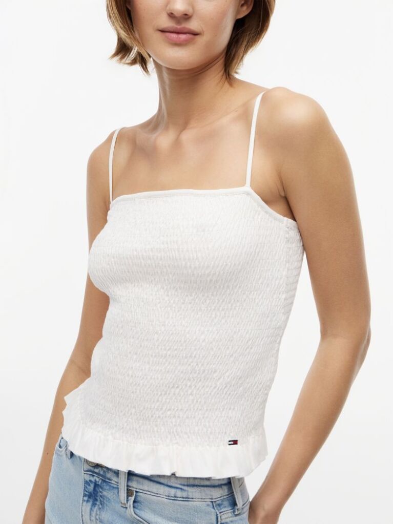 White Smock Slim Strap Top  Women