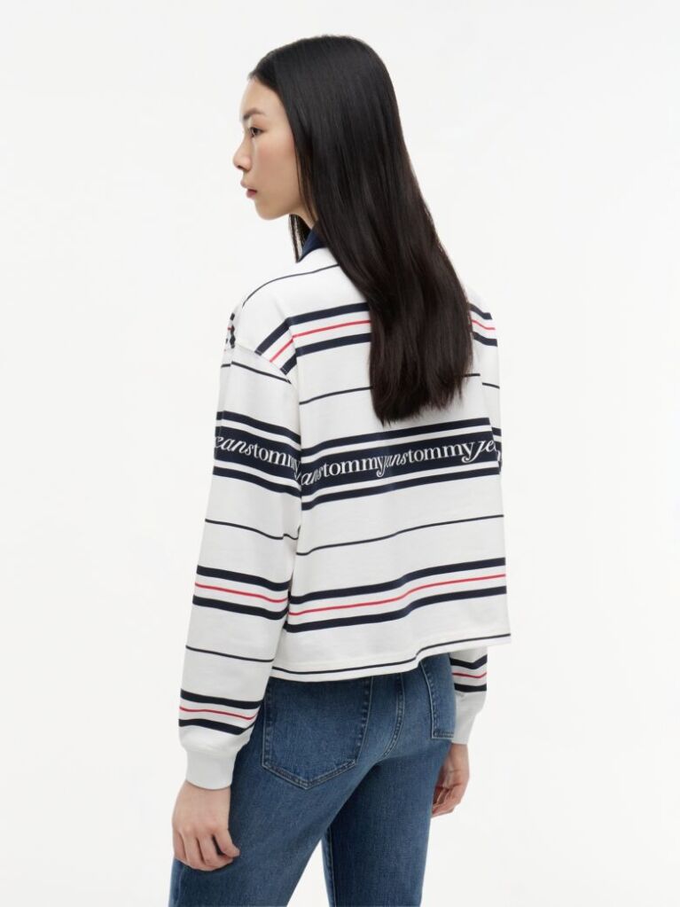 White Repeat Logo Relaxed Rugby Shirt  Women