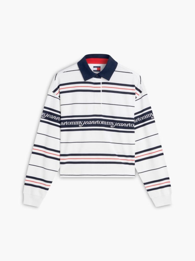 White Repeat Logo Relaxed Rugby Shirt  Women