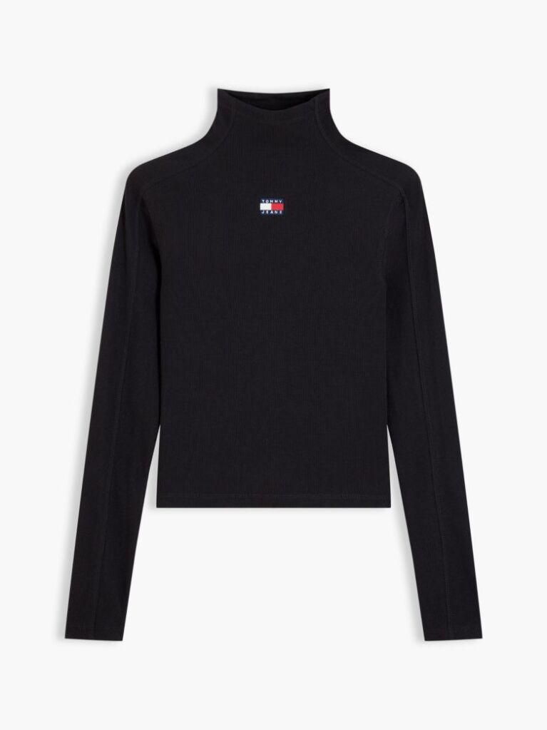 Tommy Badge Slim Long Sleeve T-Shirt — Black