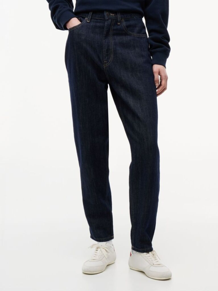 Denim Ultra Ψηλόμεσο Mom Τζιν Με Λινό Σε Γραμμή Tapered  Γυναίκες