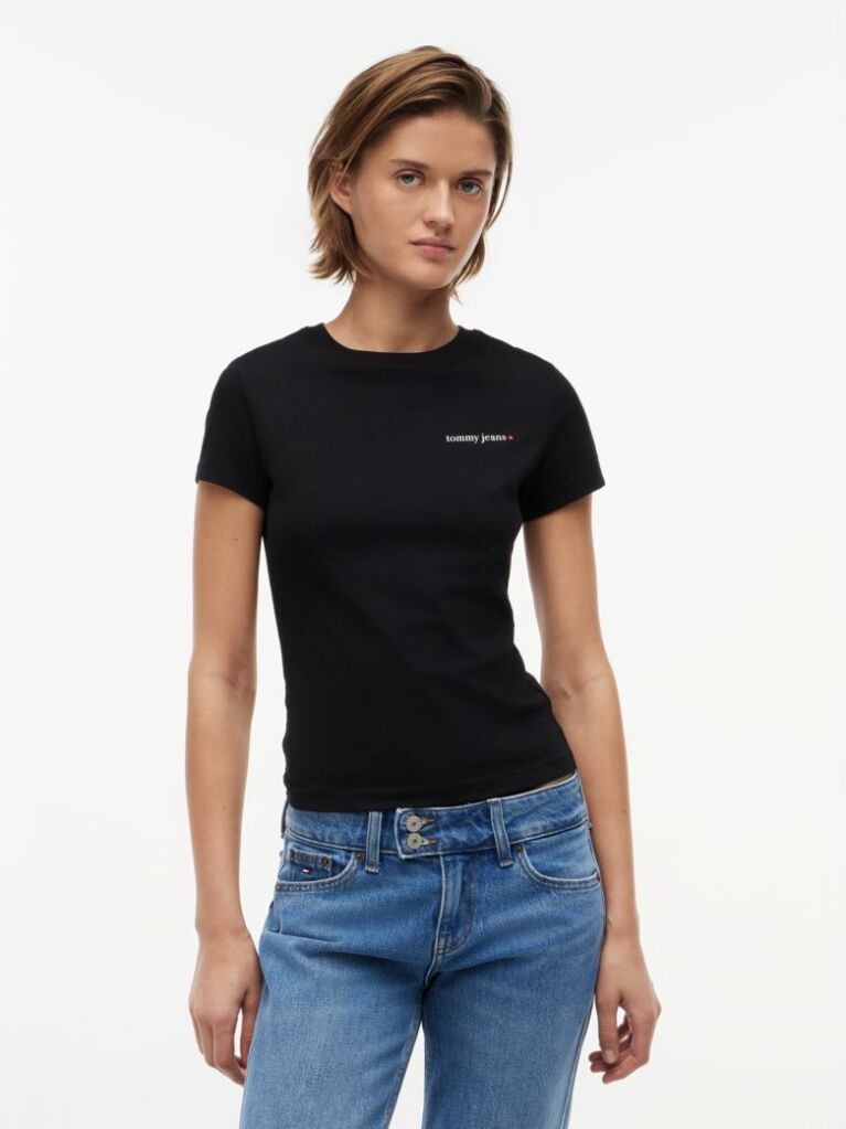 Μαύρο T-Shirt Jersey Σε Στενή Γραμμή  Γυναίκες