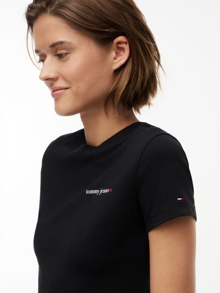 Μαύρο T-Shirt Jersey Σε Στενή Γραμμή  Γυναίκες