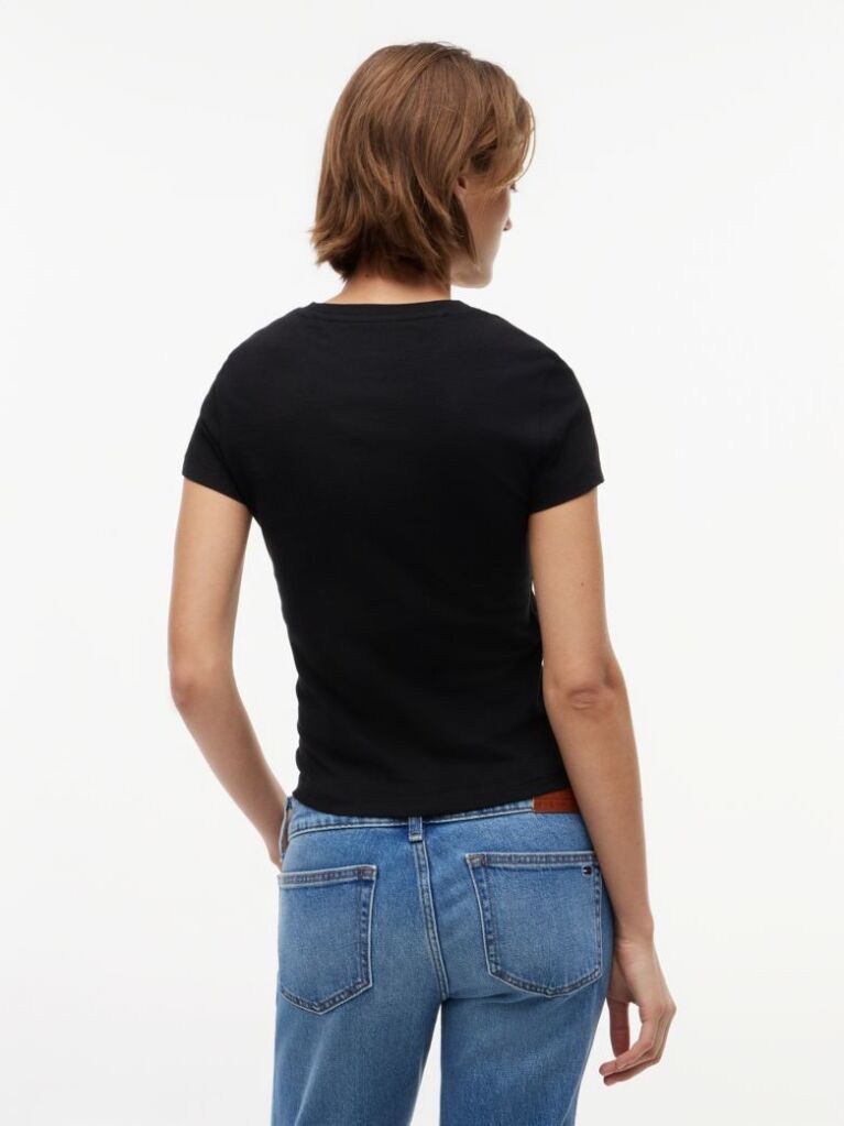 Μαύρο T-Shirt Jersey Σε Στενή Γραμμή  Γυναίκες