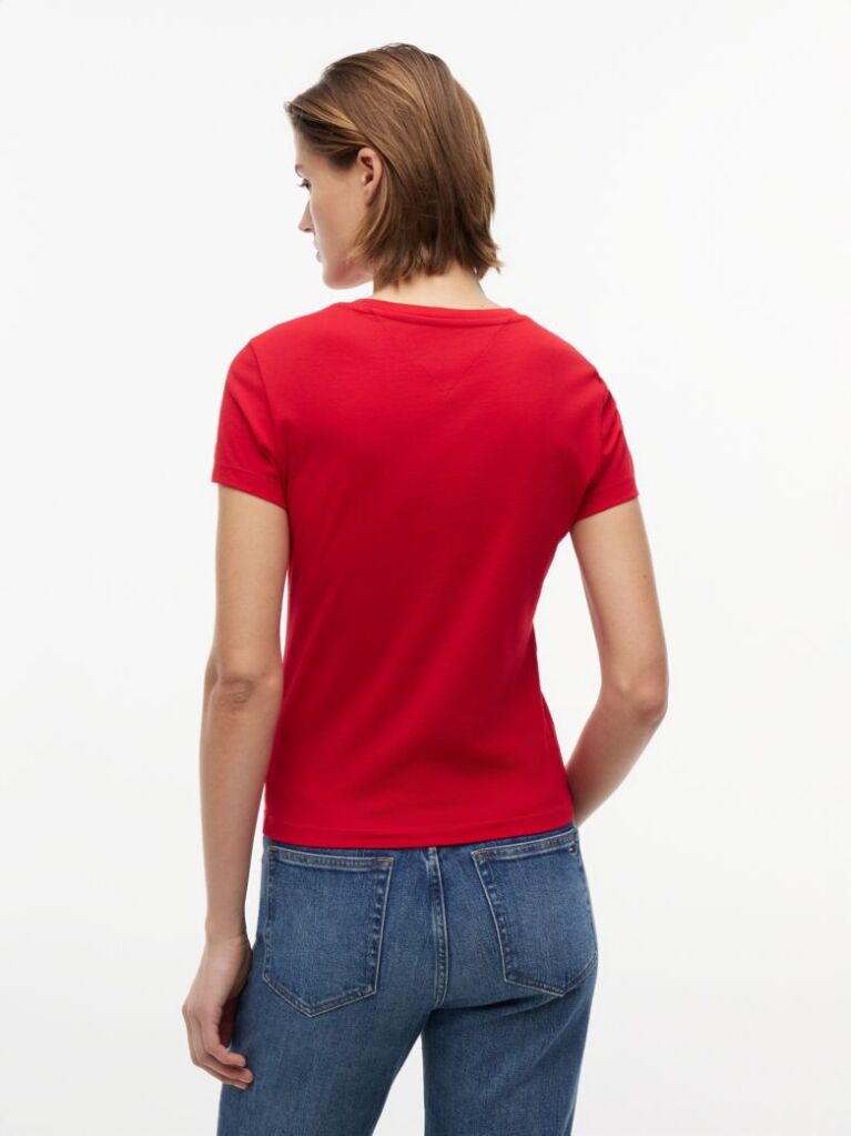 Κόκκινο T-Shirt Jersey Σε Στενή Γραμμή  Γυναίκες