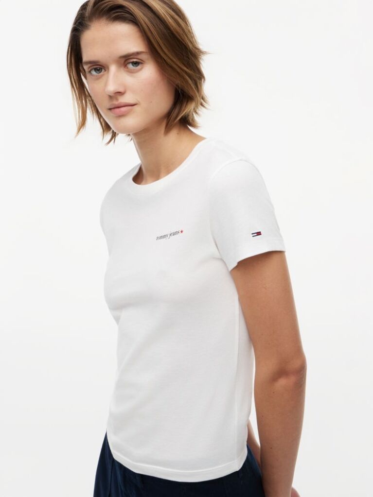 Άσπρο T-Shirt Jersey Σε Στενή Γραμμή  Γυναίκες