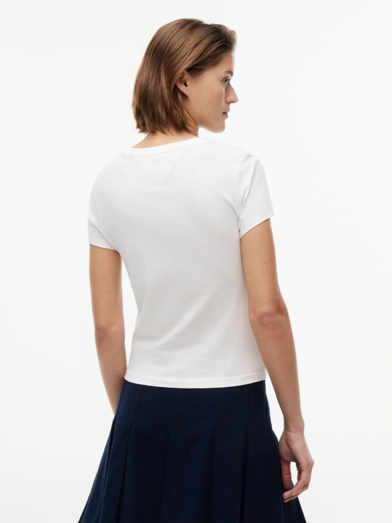 Άσπρο T-Shirt Jersey Σε Στενή Γραμμή  Γυναίκες