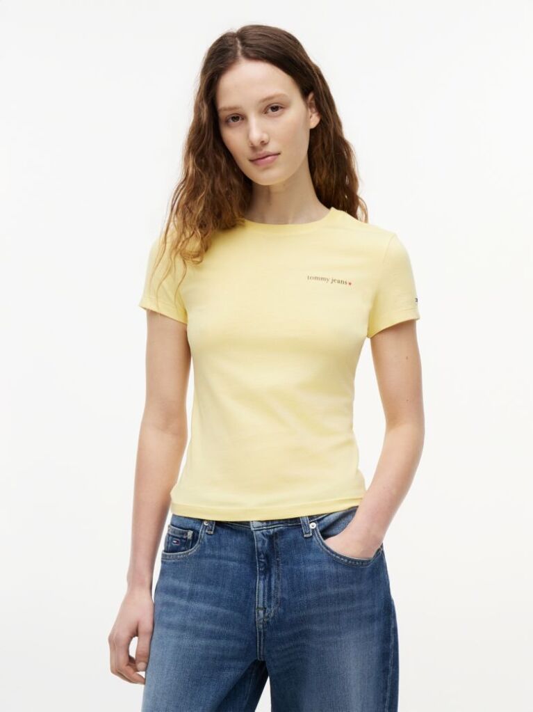 Κίτρινο T-Shirt Jersey Σε Στενή Γραμμή  Γυναίκες
