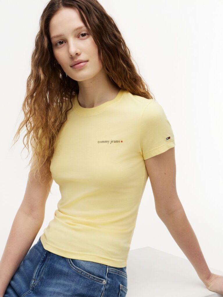 Κίτρινο T-Shirt Jersey Σε Στενή Γραμμή  Γυναίκες