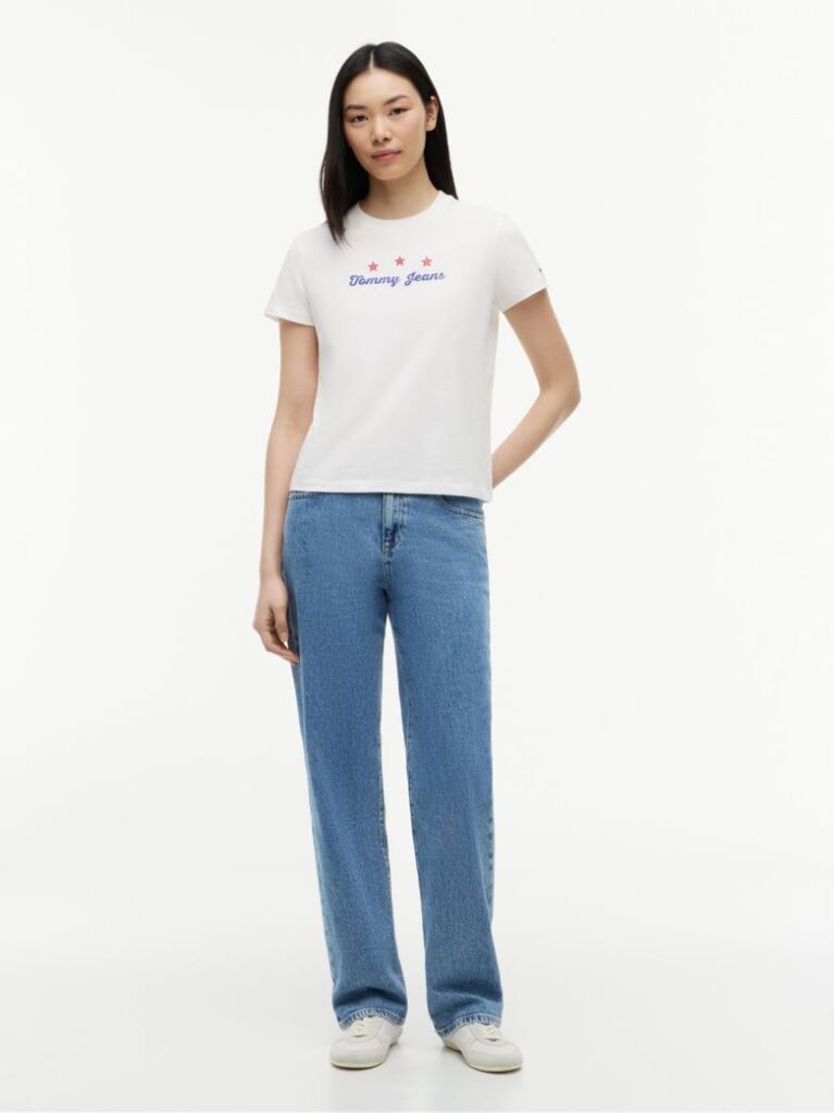 Άσπρο T-Shirt Με Στρογγυλή Λαιμόκοψη Και Μοτίβο Στην Πλάτη  Γυναίκες