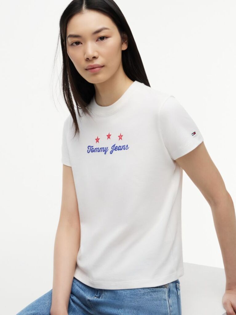 Άσπρο T-Shirt Με Στρογγυλή Λαιμόκοψη Και Μοτίβο Στην Πλάτη  Γυναίκες