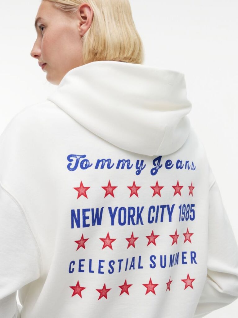 Άσπρο Hoody Σε Γραμμή Boxy Και Λογότυπο Στην Πλάτη  Γυναίκες