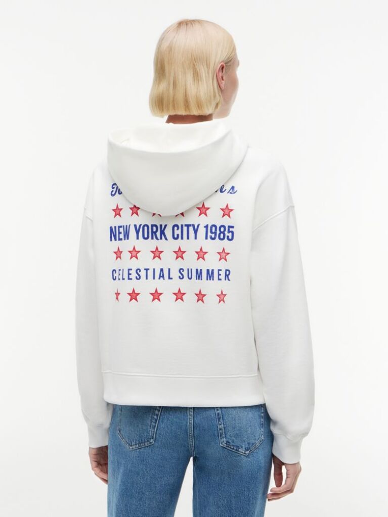 Άσπρο Hoody Σε Γραμμή Boxy Και Λογότυπο Στην Πλάτη  Γυναίκες