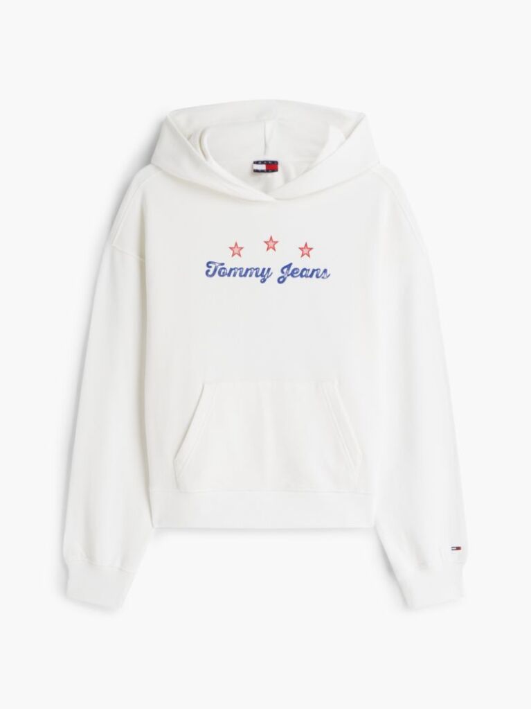 Άσπρο Hoody Σε Γραμμή Boxy Και Λογότυπο Στην Πλάτη  Γυναίκες