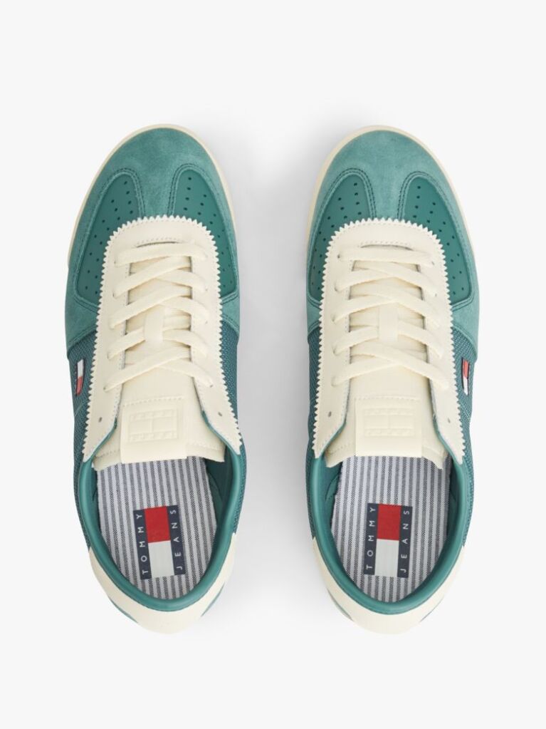 Multi Retro Leather Mixed Texture Serrated Trainers  Men