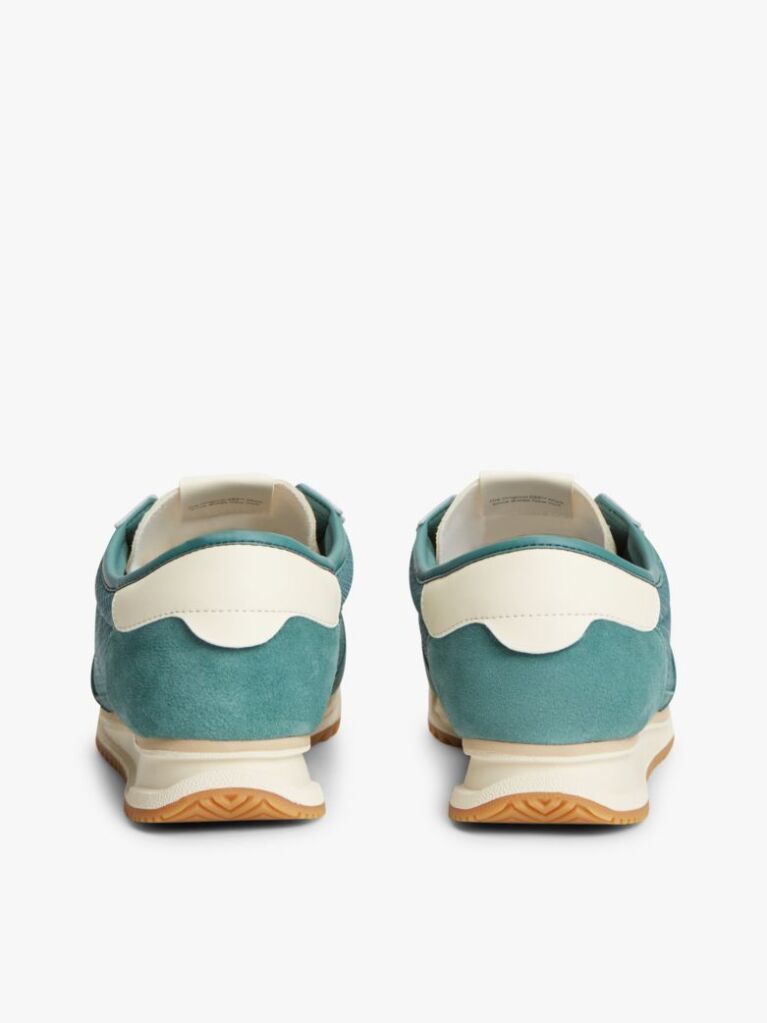 Multi Retro Leather Mixed Texture Serrated Trainers  Men