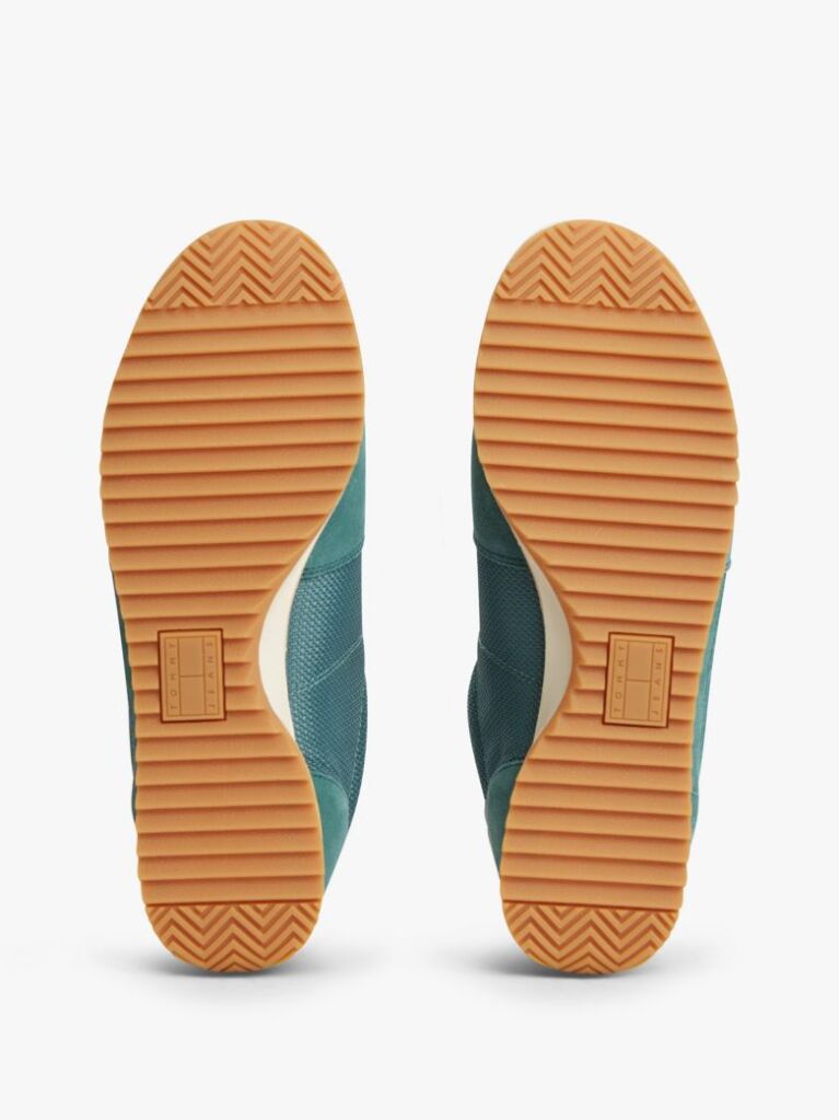 Multi Retro Leather Mixed Texture Serrated Trainers  Men