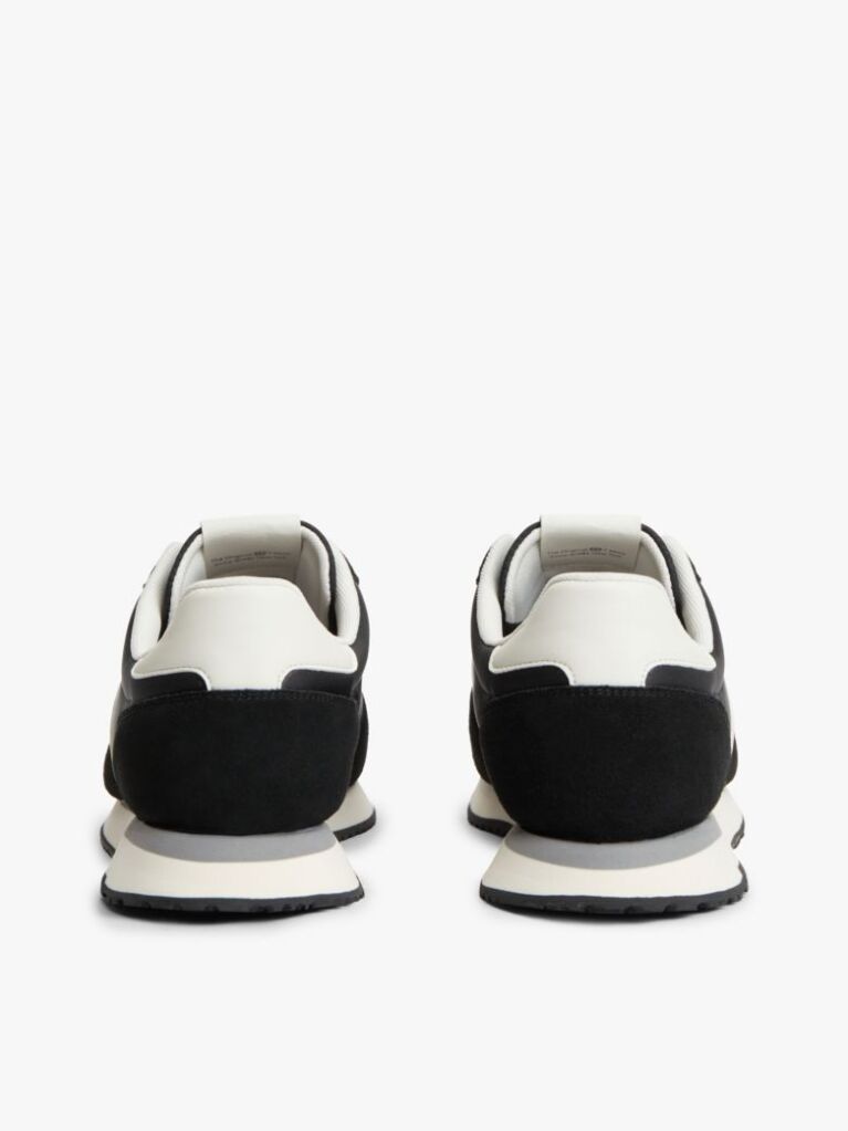 Black Suede Mixed Texture Trainers  Men