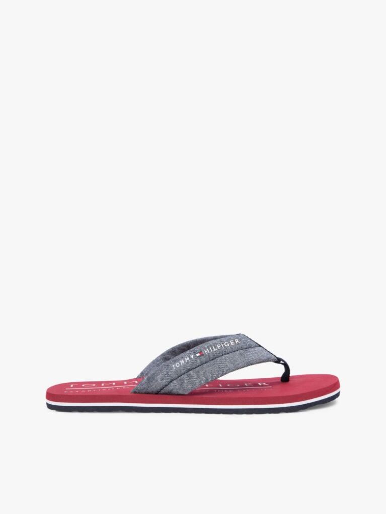 Multi Pure Linen Chambray Jacquard Flip-Flops  Men