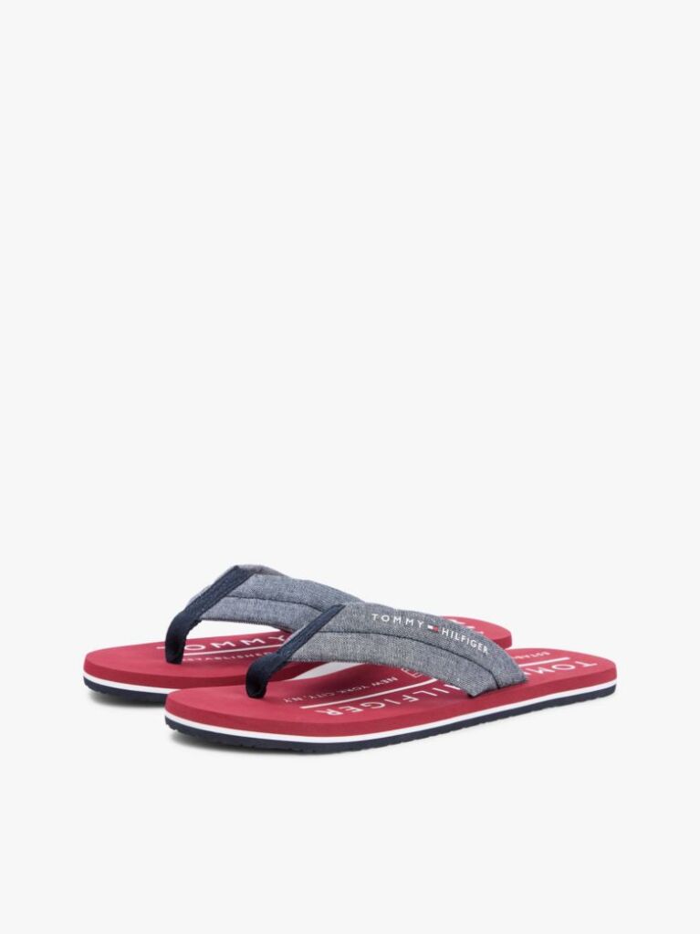 Multi Pure Linen Chambray Jacquard Flip-Flops  Men