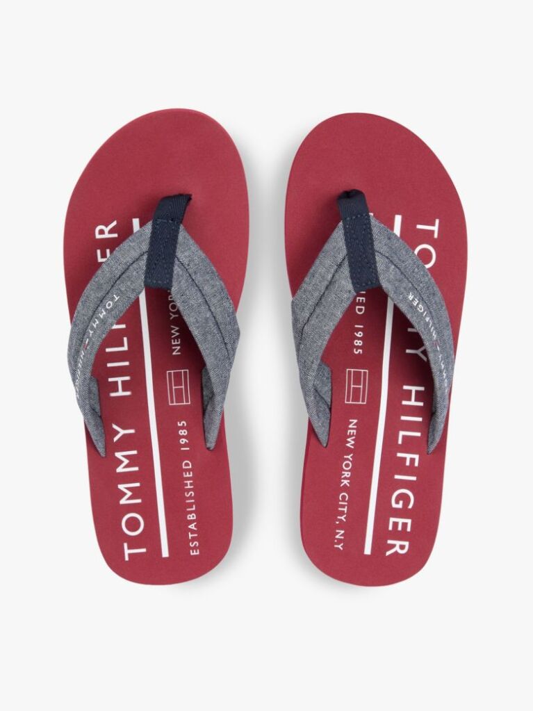 Multi Pure Linen Chambray Jacquard Flip-Flops  Men