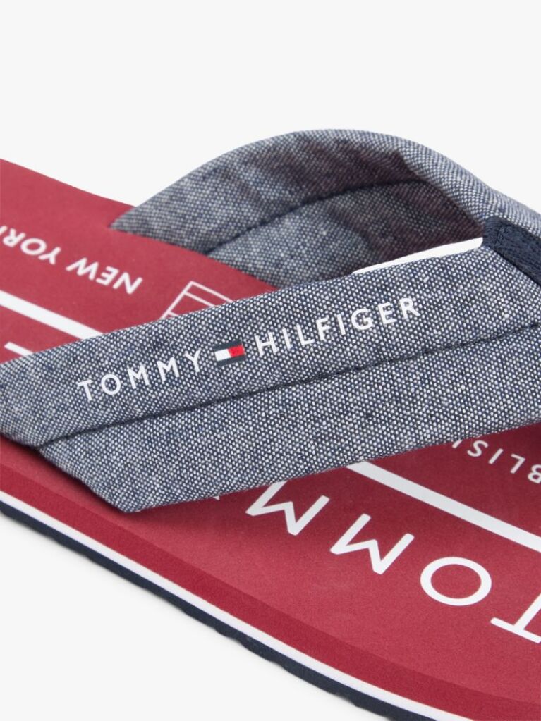 Multi Pure Linen Chambray Jacquard Flip-Flops  Men