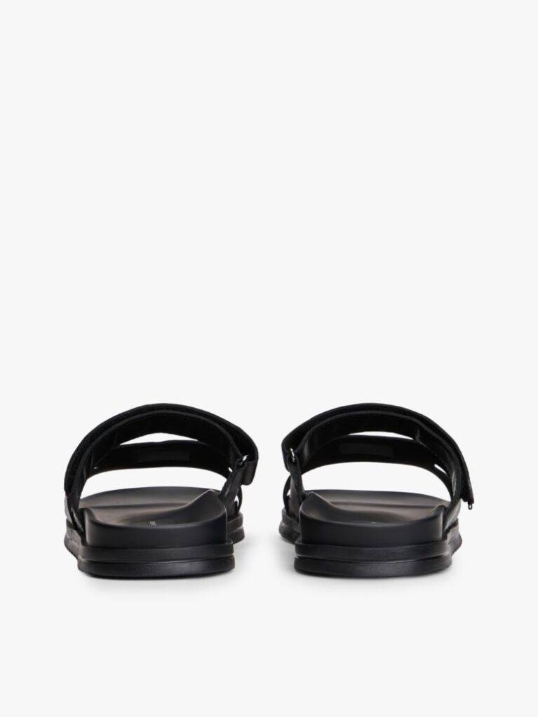 Black Premium Leather Cutout Sandals  Men