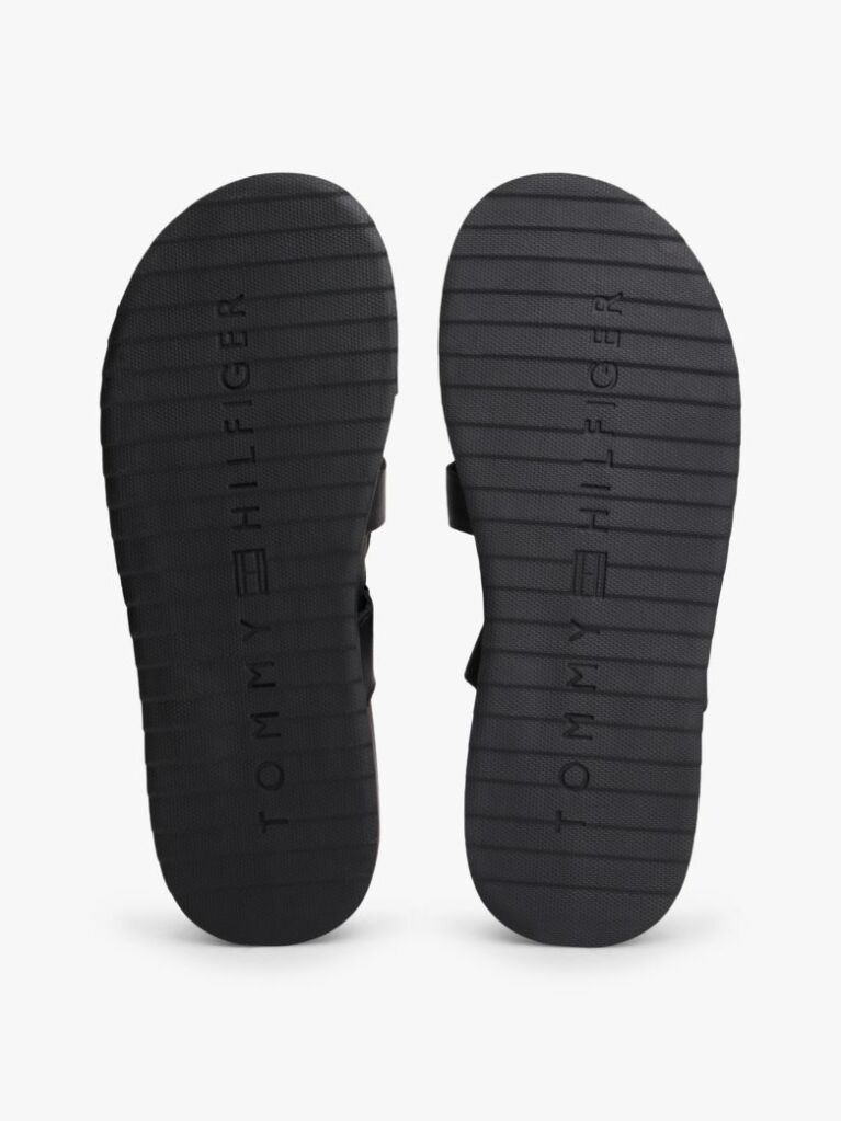 Black Premium Leather Cutout Sandals  Men