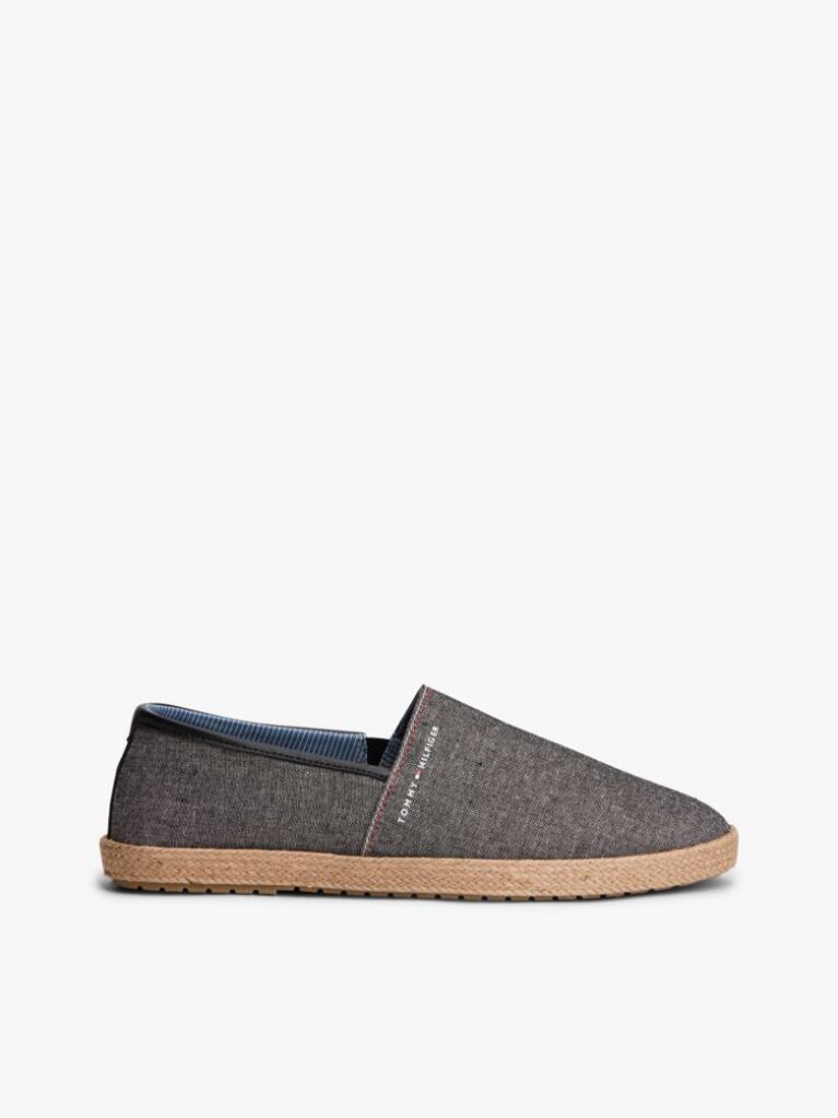 Black Linen Chambray Espadrilles  Men