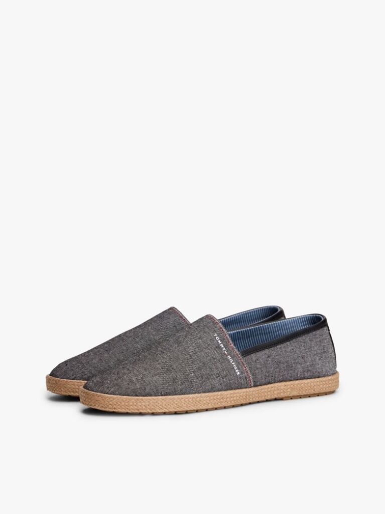 Black Linen Chambray Espadrilles  Men