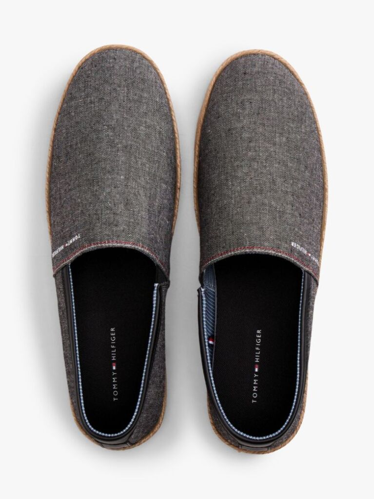 Black Linen Chambray Espadrilles  Men