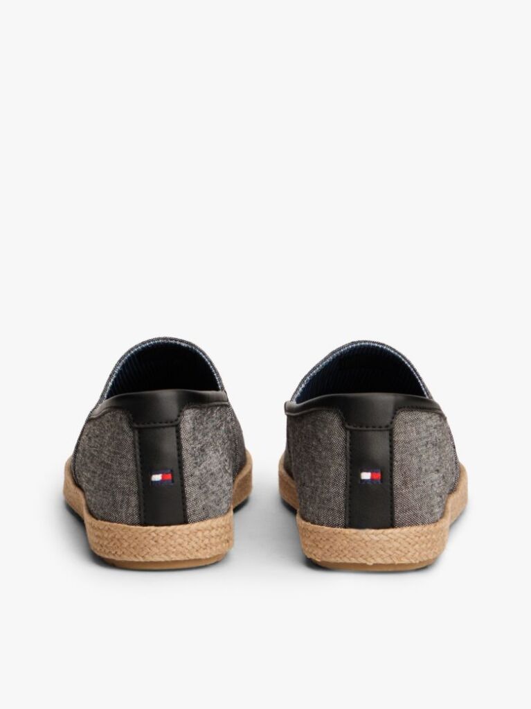 Black Linen Chambray Espadrilles  Men