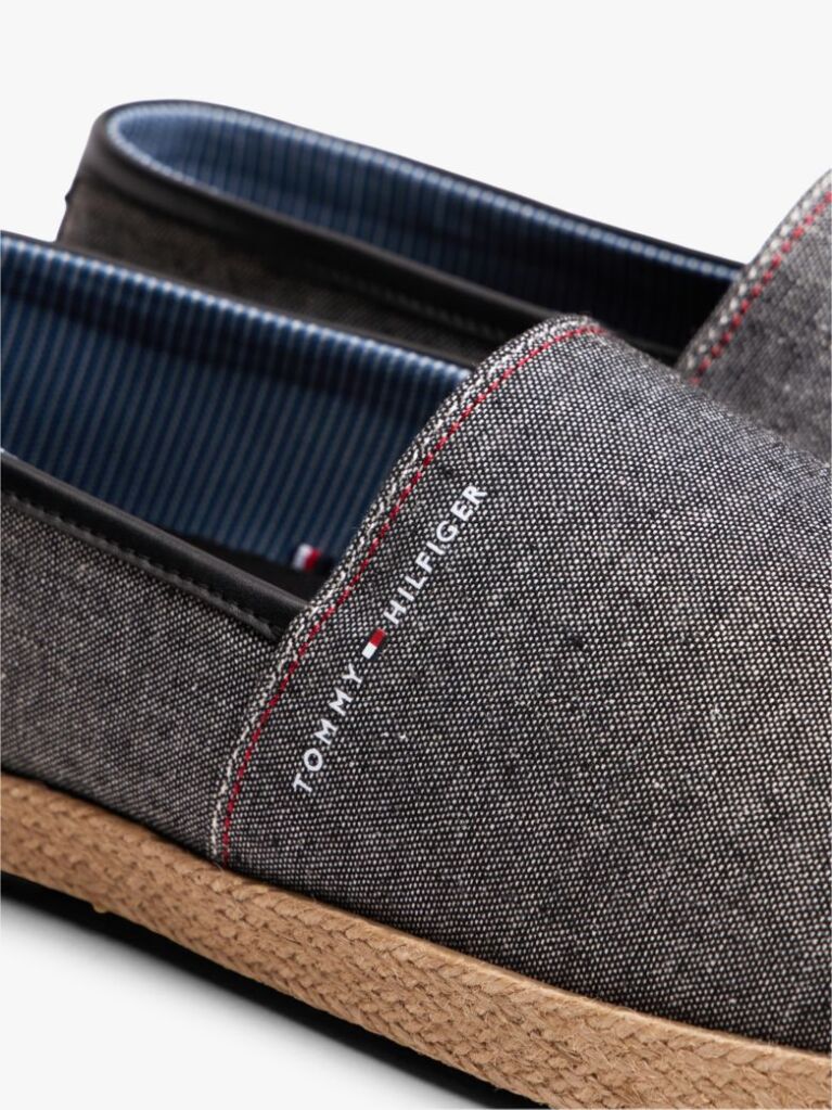 Black Linen Chambray Espadrilles  Men