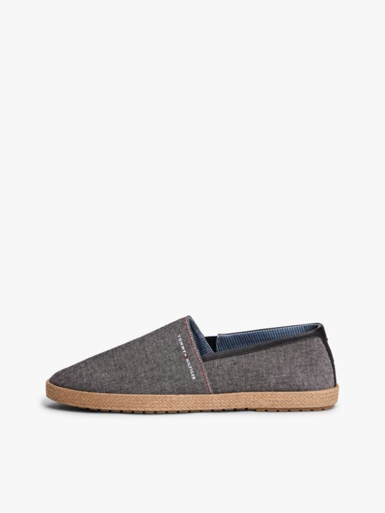 Black Linen Chambray Espadrilles  Men