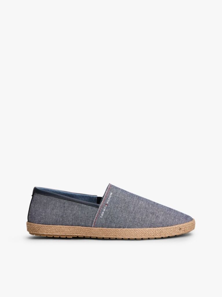 Blue Linen Chambray Espadrilles  Men
