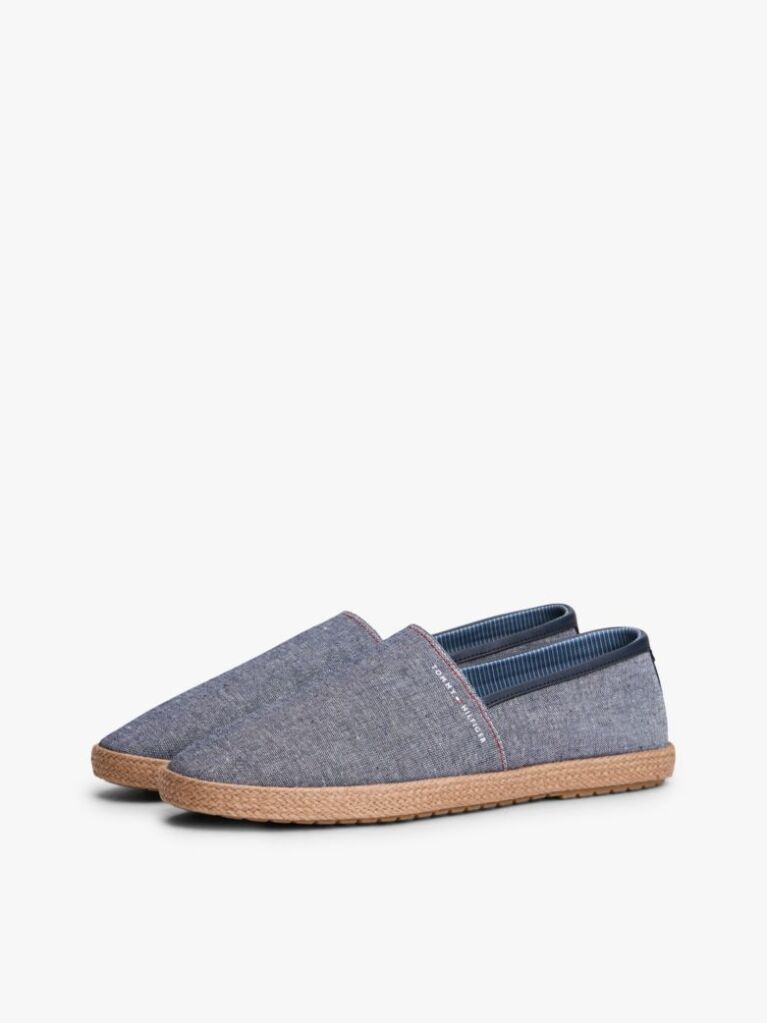 Blue Linen Chambray Espadrilles  Men