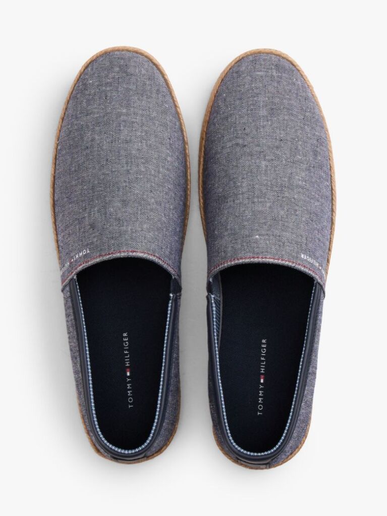 Blue Linen Chambray Espadrilles  Men