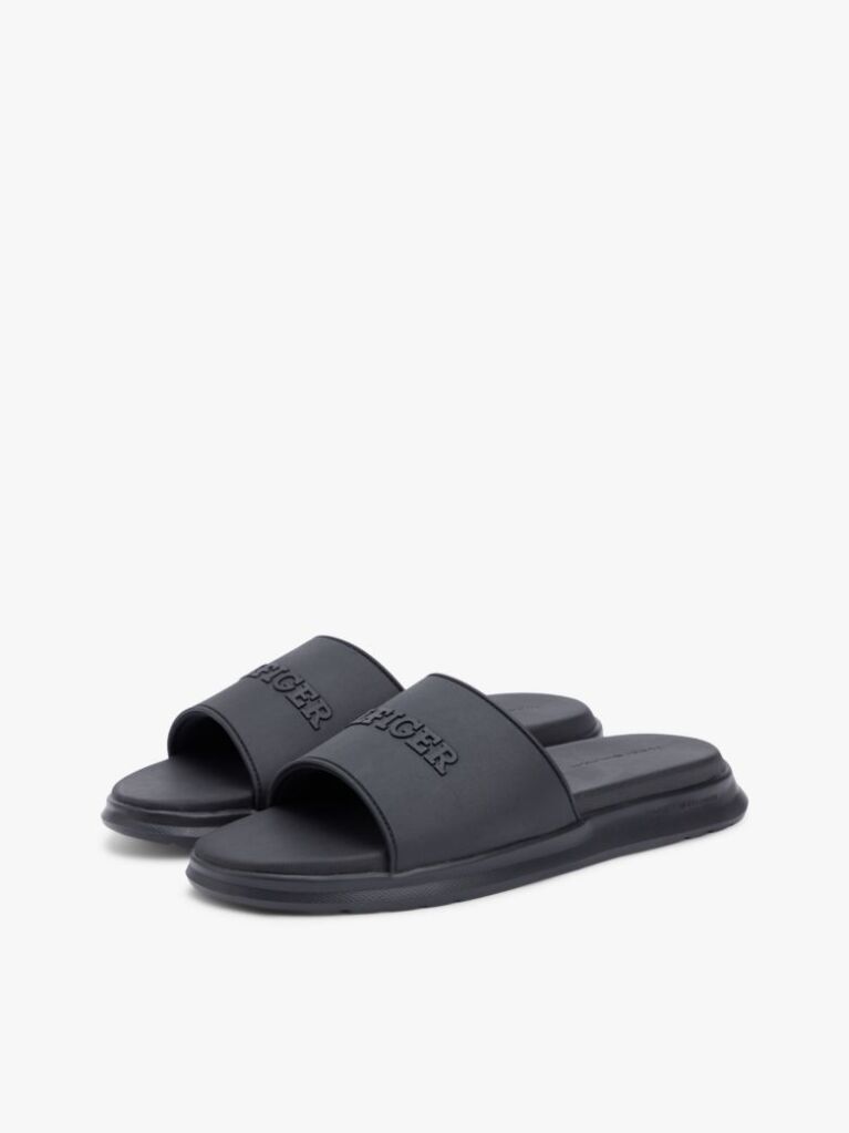 Black Hilfiger Monotype Pool Slides  Men