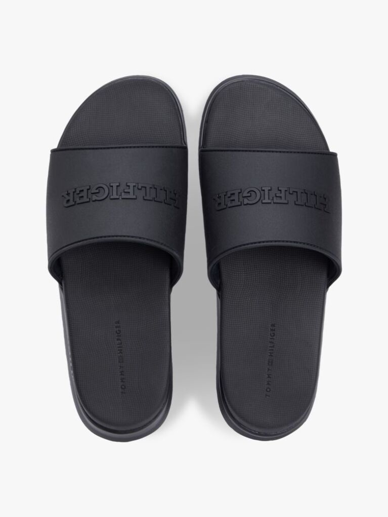 Black Hilfiger Monotype Pool Slides  Men