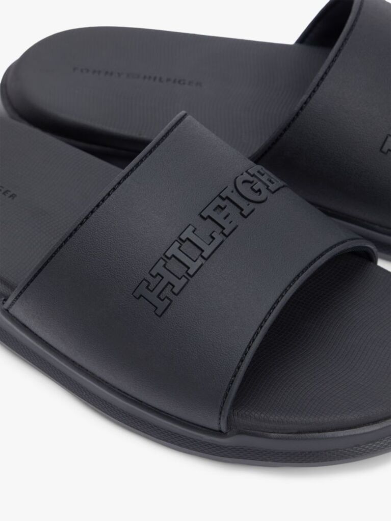 Black Hilfiger Monotype Pool Slides  Men