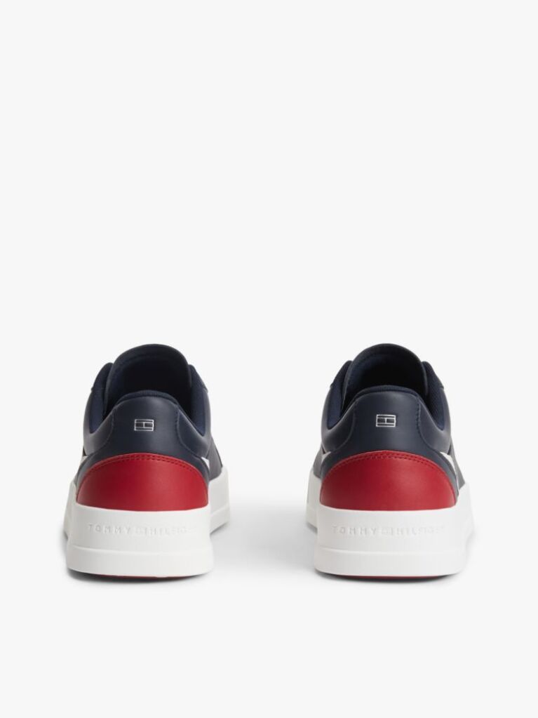 Blue Signature Colour-Blocked Leather Court Trainers  Men