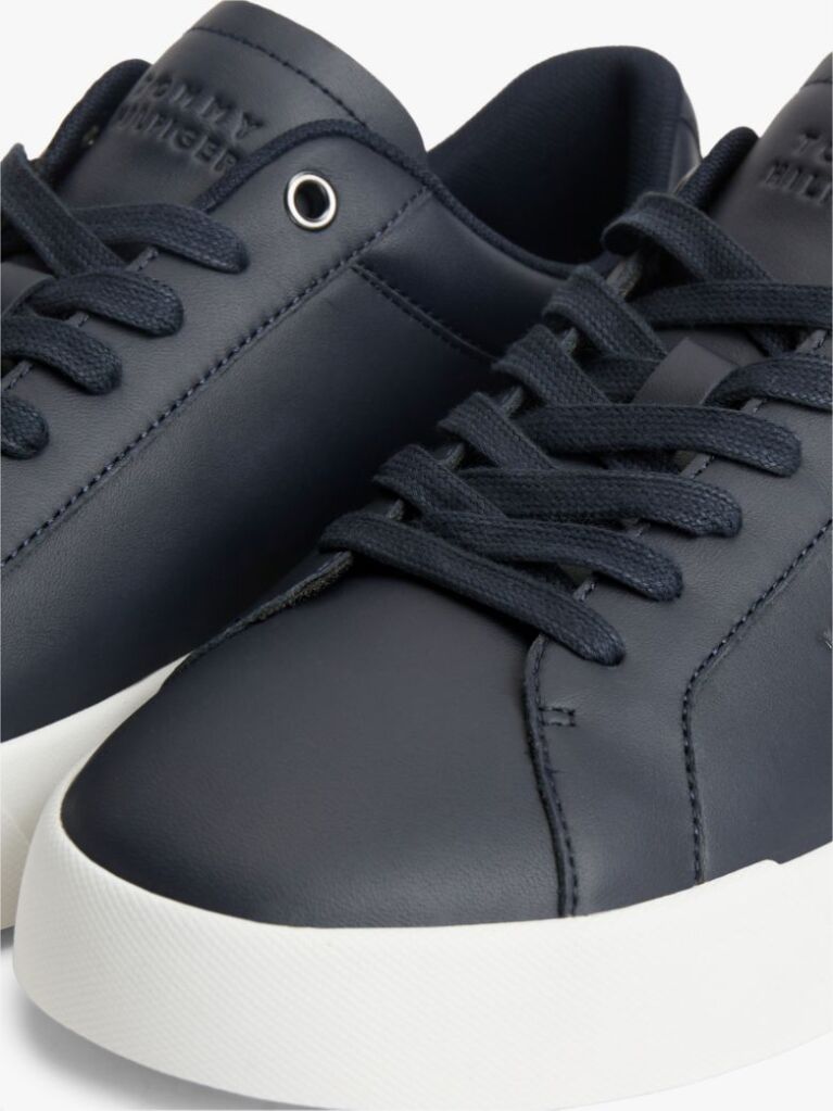Blue Signature Colour-Blocked Leather Court Trainers  Men